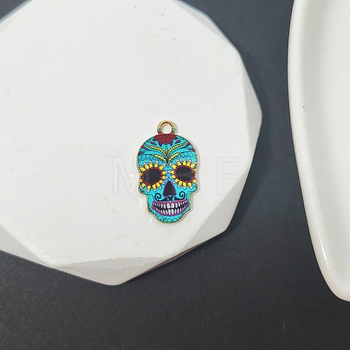 Halloween Printed Alloy Enamel Pendants PW-WG78A22-08-1