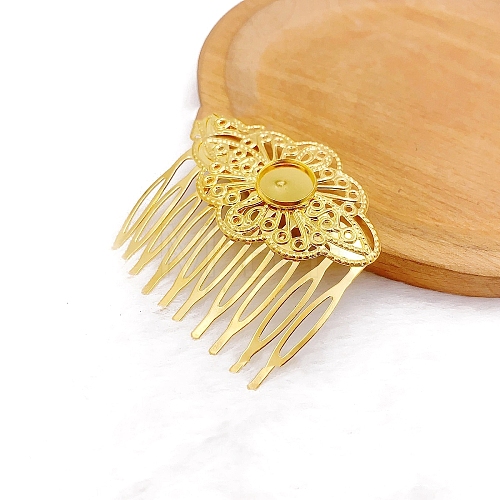 Flower Alloy Hair Comb Findings PW-WGCA318-01-1