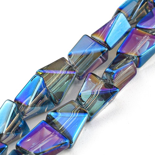 Full Rainbow Plated Electroplate Transparent Glass Beads Strands EGLA-G037-06A-FR01-1