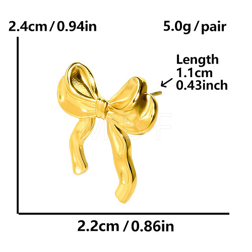 Sweet 304 Stainless Steel Bowknot Stud Earrings FM1995-2-1