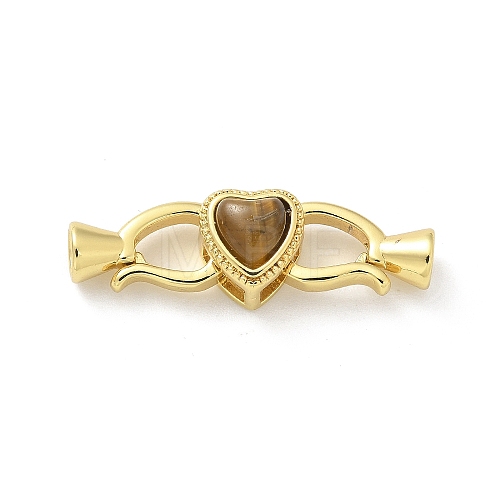 Brass Heart Fold Over Clasps KK-Z083-05G-01-1