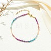 Natural Rhodonite & Amethyst & Apatite & Ruby & Sunstone Faceted Round Beaded Anklets for Women AJEW-AN00811-1