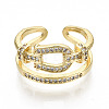 Brass Micro Pave Clear Cubic Zirconia Cuff Rings RJEW-S045-013G-NR-3