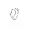 304 Stainless Steel Open Heart Cuff Ring for Women RJEW-S405-207P-3