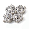 Rack Plating Brass Clear Cubic Zirconia Clover Connector Charms KK-A234-037P-2