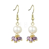 Natural Amethyst & Natural Cultured Freshwater Pearl Beads Dangle Earrings EJEW-JE06984-01-2