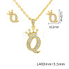 Brass Micro Pave Clear Cubic Zirconia Pendant Necklaces & Stud Earrings Sets FS-WG8C370-17-1