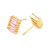 Brass Micro Pave Cubic Zirconia Stud Earrings for Women EJEW-U015-04G-02-2