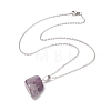 5Pcs 5 Style Natural & Synthetic Mixed Gemstone Rectagnel & Triangle Pendant Necklaces Set NJEW-JN04268-2