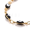 Enamel Horse Eye Link Chains Bracelet BJEW-P271-05G-04-2