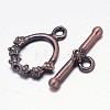 Brushed Red Copper Brass Ring Toggle Clasps KK-L116-06R-NF-1