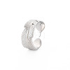 304 Stainless Steel Leaf Wrap Open Cuff Ring for Women RJEW-S405-213P-3