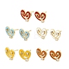 Heart Brass Micro Pave Cubic Zirconia Stud Earring EJEW-H180-15G-2