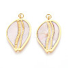 304 Stainless Steel Pave Natural Shell Pendants STAS-N115-21A-G-1