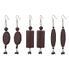 3 Pairs 3 Styles Wood Dangle Earrings EJEW-JE06996-2