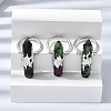 Natural & Synthetic Gemstone & Brass Cuff Rings for Women RJEW-G374-01P-3