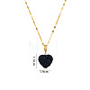 Druzy Glass Heart Pendant 304 Stainless Steel Dapped Chain Necklaces for Women WGB914E-03-1