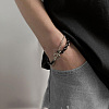 Two Tone 201 Stainless Steel Curb Chain & Cable Chain Double Layers Bracelets for Women Men FS-WGC755C-02-3