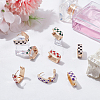 4 Pairs Rectangle with Tartan Pattern Alloy Enamel Hoop Earrings EJEW-SC0002-26A-4