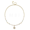 Ocean Brass Pave Clear Cubic Zirconia Conch Shell Shape Pendant Necklaces NJEW-JN06421-2