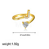 Brass Micro Pave Clear Cubic Zirconia Cuff Open Rings FS-WGF859A-17-1