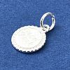 925 Sterling Silver Flat Round with Word Good Luck Charms STER-M119-04S-2