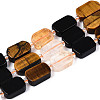 Natural Obsidian & Citrine & Tiger Eye Beads Strands G-N358-02A-05-2
