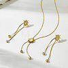 Women's Stainless Steel Stud Dangle Earrings & Lariat Necklaces Sets EB5177-1-1