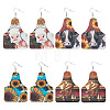 4 Pairs 4 Styles Cattle with Sunflower PU Imitation Leather Cow Tag Dangle Earrings for Women EJEW-TA0001-07-9