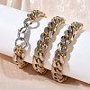 10MM 201 Stainless Steel Cuban Link Chain Necklaces for Women Men NJEW-F360-01G-3