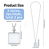 2Pcs 2 Styles Alloy Square Flat Round Locket Pendant Necklaces NJEW-FH0001-33-2