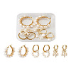 Kissitty 3 Pairs 3 Style Natural Pearl Beaded Hoop Earrings for Girl Women EJEW-KS0001-02-17