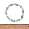 Natural Amazonite & Shell Pearl & Brass Beads Stretch Bracelets for Women BJEW-JB13865-03-4