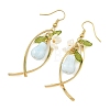 Handmade Porcelain & Brass Dangle Earrings for Women EJEW-JE07508-5
