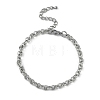 Anti-Tarnish 304 Stainless Steel Textured Rolo Chain Anklets AJEW-A057-03P-1