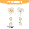 FIBLOOM 1 Pair Flower with Butterfly Alloy Dangle Stud Earrings EJEW-FI0002-03-2