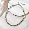 6.5MM Round Natural Green Line Jasper Beaded Necklaces for Women NJEW-JN05960-1