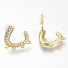 Brass Micro Pave Clear Cubic Zirconia Stud Earring Findings ZIRC-I049-27G-2
