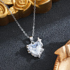 Brass Pave Clear Cubic Zirconia Heart Pendant 201 Stainless Steel Cable Chain Necklaces for Women WG49CC0-02-1