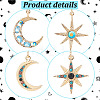 2 Sets 2 Styles Colorful Rhinestone Moon & Star Asymmetrical Earrings EJEW-FI0001-22-3