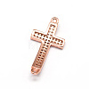 Curved Latin Sideways Cross Brass Micro Pave Cubic Zirconia Links ZIRC-E010-02RG-2