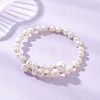 Natural Cultured Freshwater Pearl & Brass Beaded Bangles for Women BJEW-JB13342-4