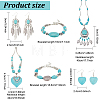 Natural & Synthetic Turquoise Heart Pendant Necklaces & Beaded Bracelets & Feather Chandellier Earrings SJEW-AN0001-45-7