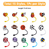 DICOSMETIC 15Pcs 15 Styles Sports Theme Ball Silicone Straw Caps AJEW-DC0001-45-2