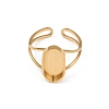 Real 18K Gold Plated 304 Stainless Steel Cuff Ring Components STAS-A191-12C-G-2