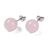 Natural Rose Quartz Stud Earrings EJEW-Z060-04P-03-2