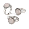 Natural Rose Quartz Round Adjustable Rings RJEW-K271-02P-02-1