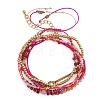 5Pcs Adjustable Nylon Round Gemstone Bead Braided Bracelet Sets NO9066-3-6