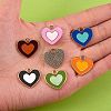 36Pcs 6 Colors Rack Plating Light Gold Alloy Enamel Pendants ENAM-SZ0002-08-3