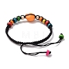 Synthetic Turquoise Skull & Wood Disc Braided Bead Bracelet for Halloween BJEW-TA00260-5